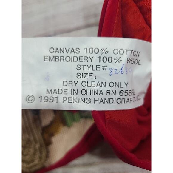 Imperial Elegance Embroidered Wool Christmas Stocking Santa Claus Red 15" 1991 - Picture 8 of 8